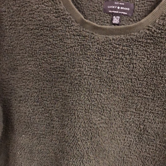 XL Lucky Brand Dark Green Fuzzy Sweatshirt - Picture 2 of 2